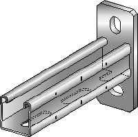 Braço de calha MQK-41-F Suporte galvanizado a quente (HDG) com calha de suporte MQ simples de 41 mm de altura para aplicações de cargas médias