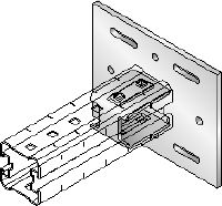 Ligador com placa de base MIQC-S Placa de base galvanizada a quente (HDG) para fixar vigas MIQ a metal em aplicações de elevada exigência