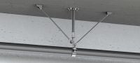 MFP-UL2-I Ponto fixo universal ligeiro Ponto fixo galvanizado, contraventado bilateralmente, com isolamento acústico para aplicações de cargas ligeiras até 4 kN Aplicações 1