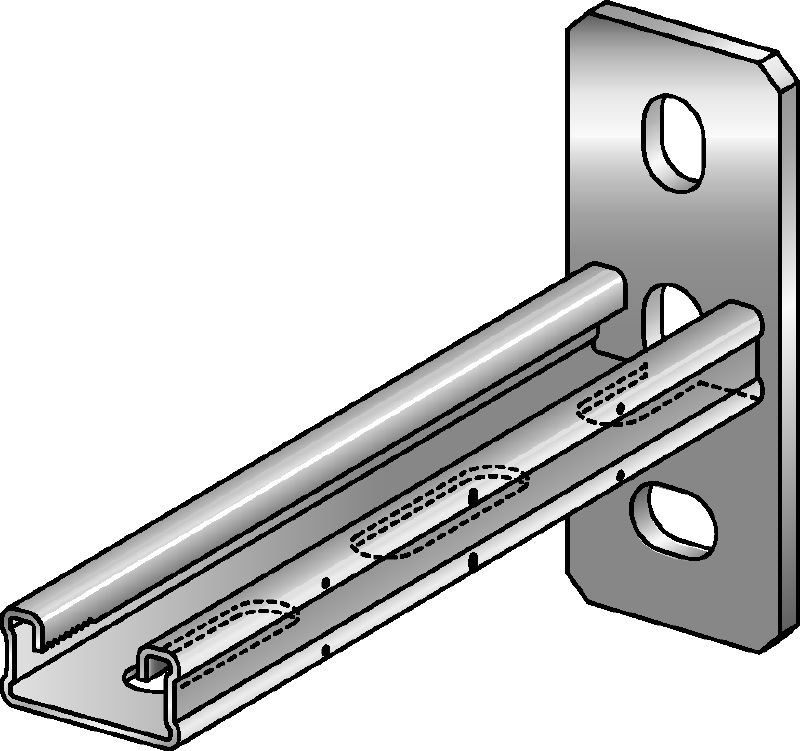 Braço de calha MQK-21-F Braço de calha galvanizado a quente (HDG) para aplicações de cargas médias